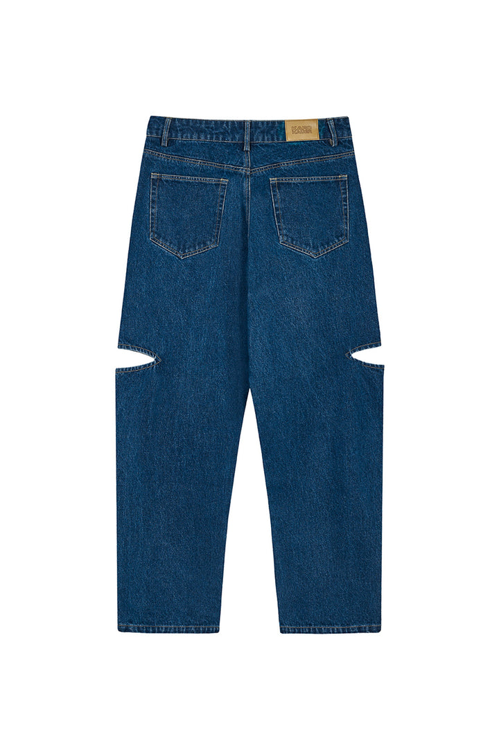Denim Pants Cut Out Dark Blue