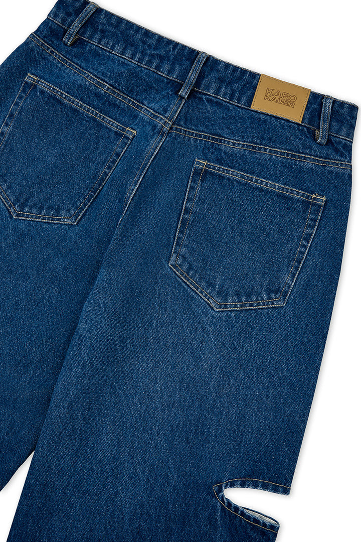 Denim Pants Cut Out Dark Blue