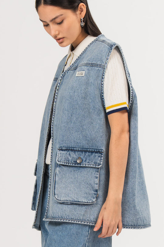 Alternative Ansicht von Denim Zipper Vest Blue  aus End Of Season Sale Kollektion im Angebot