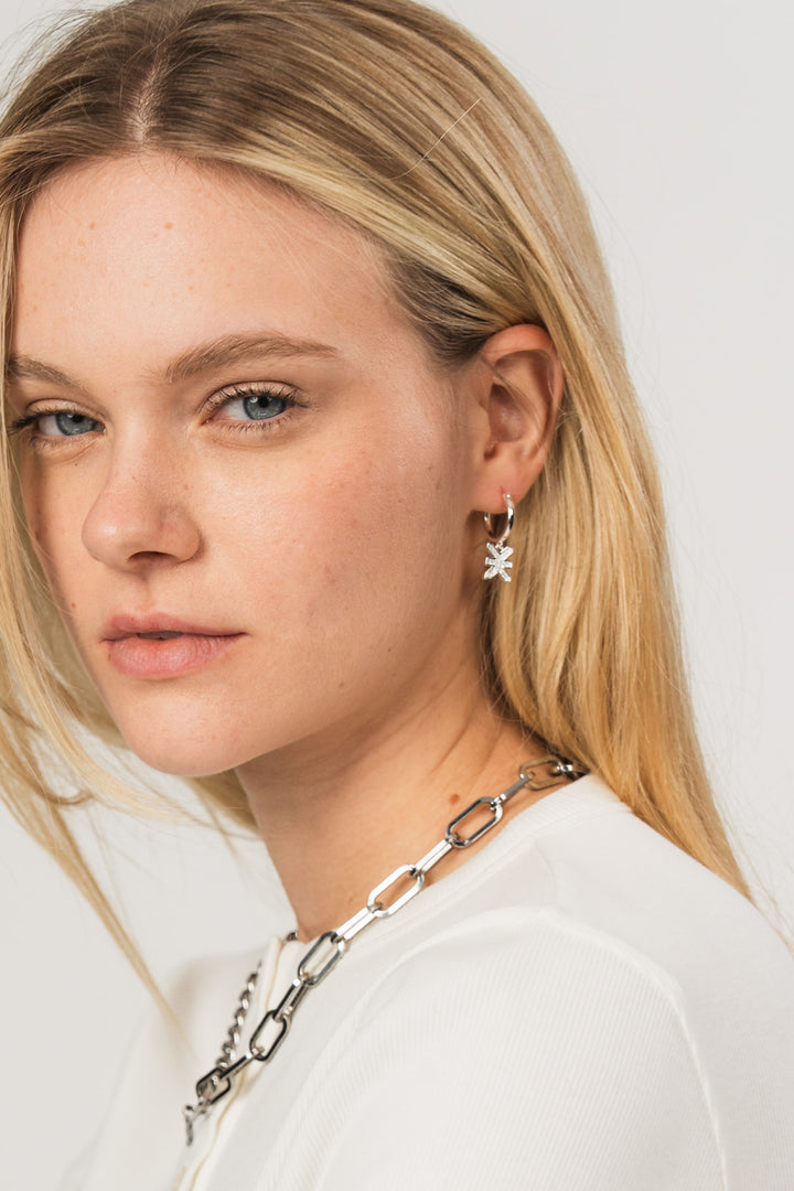 Logo Hoops Sparkle Silver