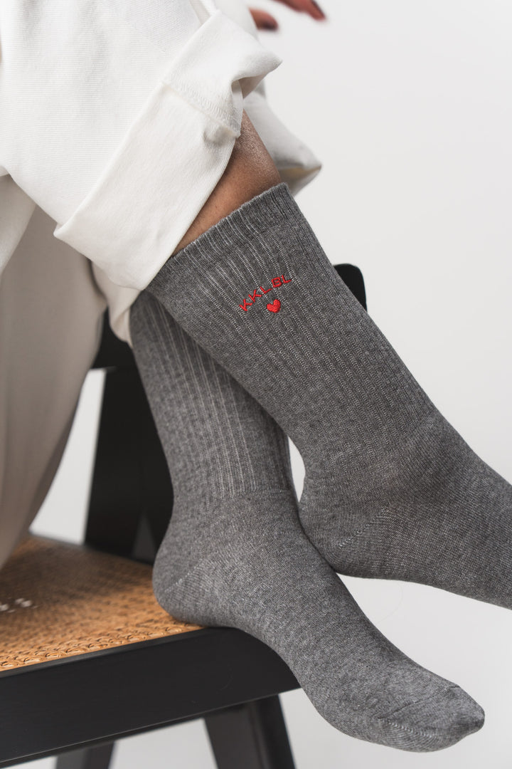 Socks Heart Grey - Karo Kauer Label