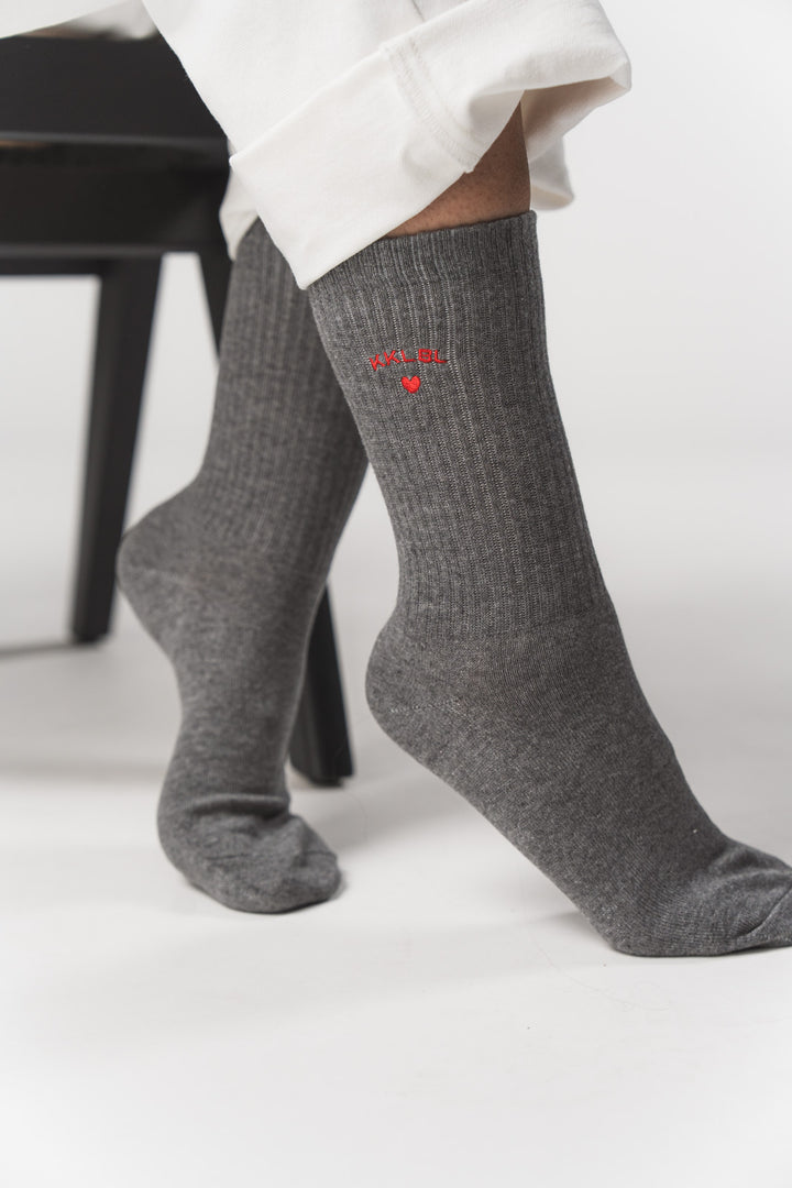 Socks Heart Grey - Karo Kauer Label