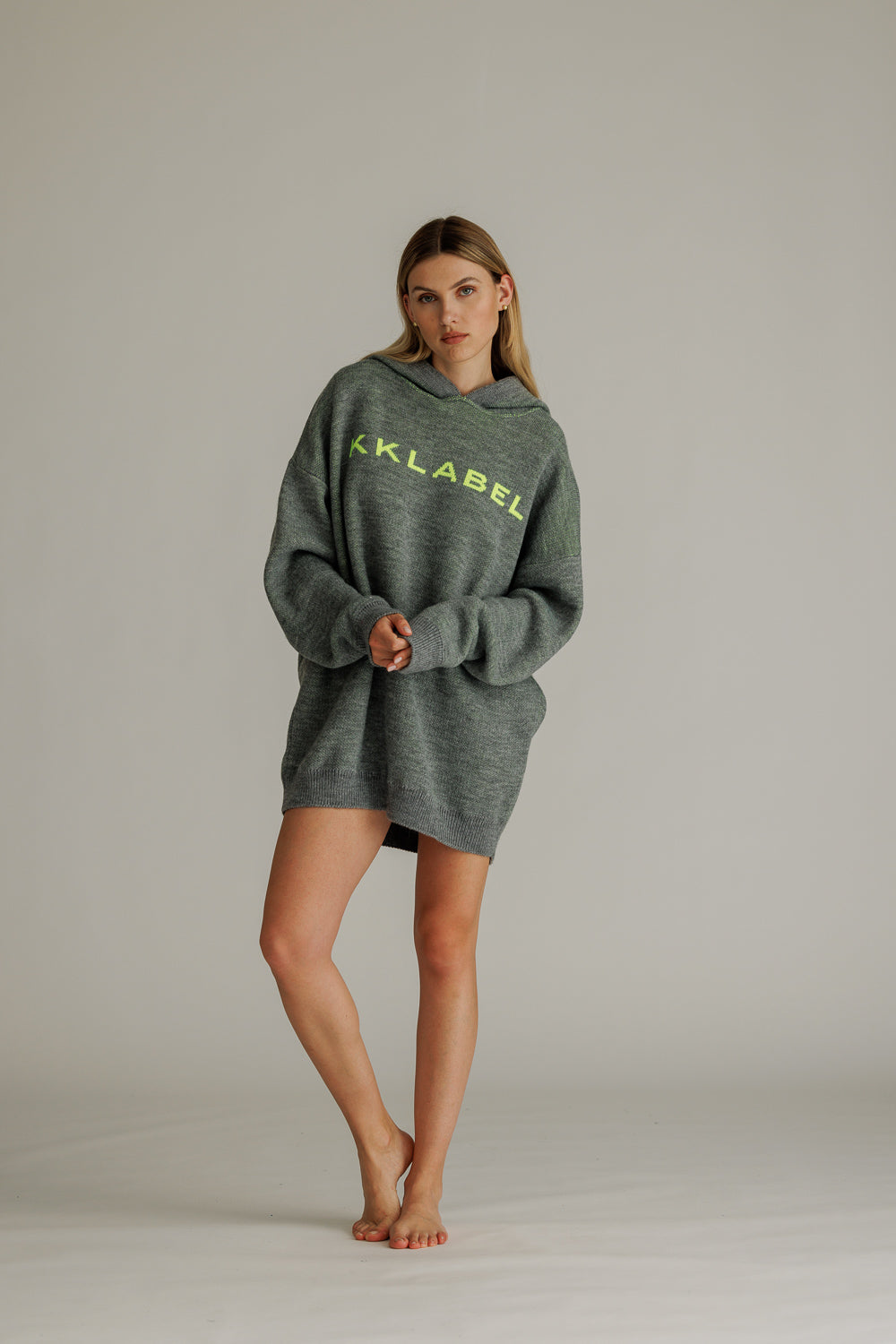 Karo Kauer Knit Hoodiedress Silver Grey