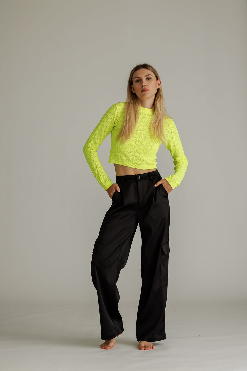 Karo Kauer Knit Shirt Cropped Neon Lime