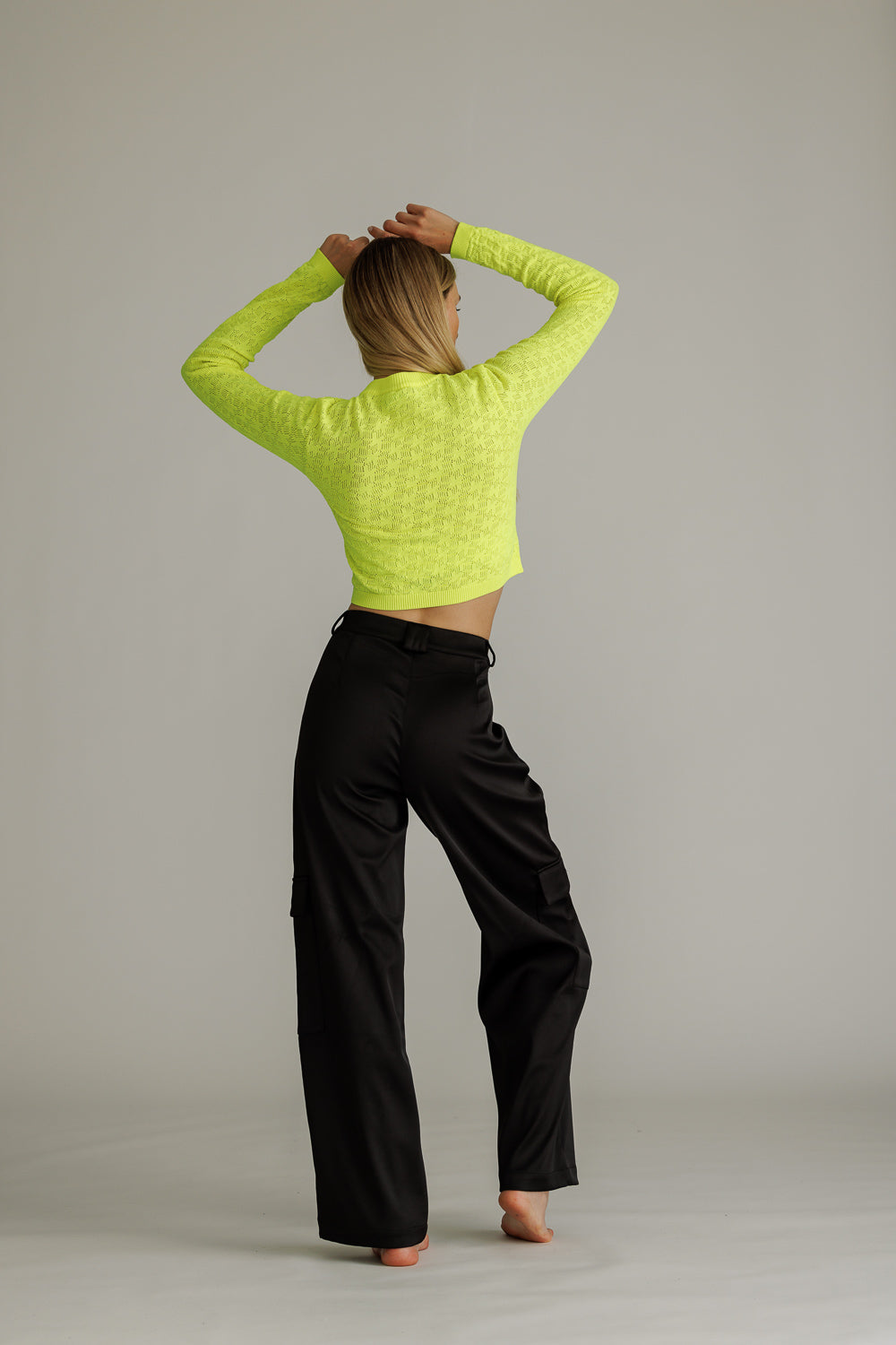 Knit Shirt Cropped Neon Lime
