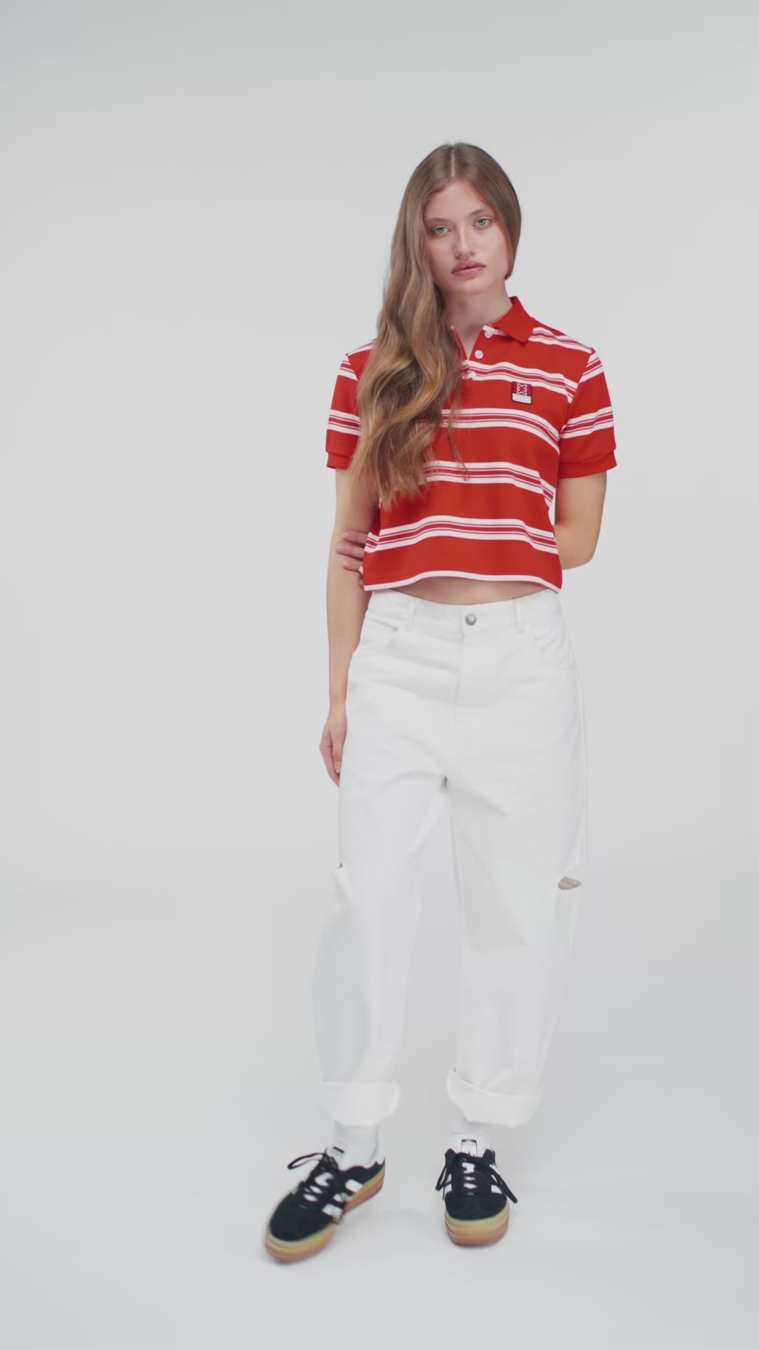 Cropped Knit Poloshirt
