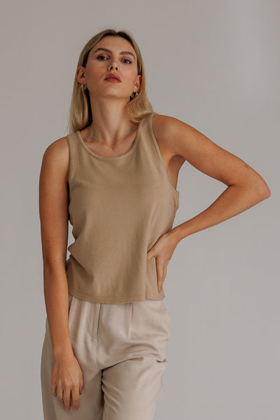 Bonnie Knit Rib Top Beige