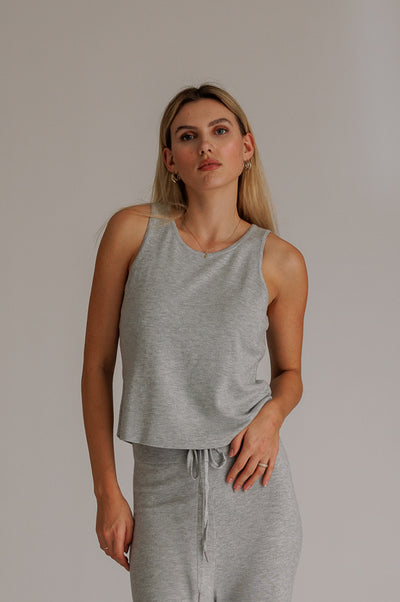 Bonnie Knit Rib Top Mid Grey