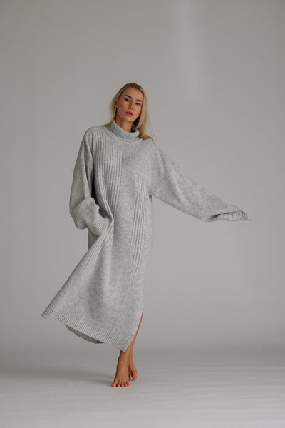 Enya Knit Dress Light Grey