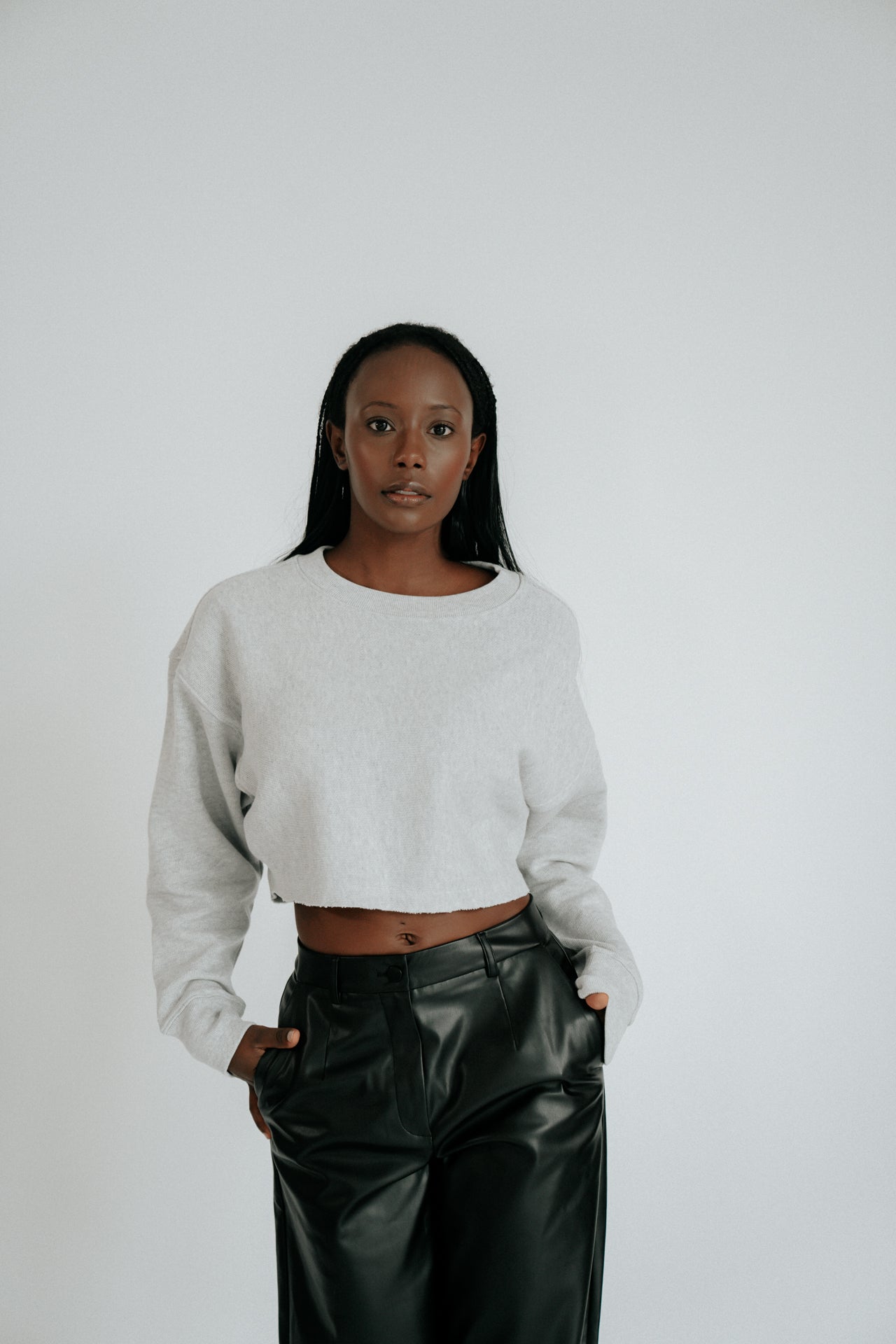 Leni Sweater Cropped Light Grey